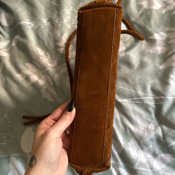 Loeffler Randall Mallory Cognac Woven Suede Crossbody Bag - Picture 3 of 6